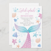 Invitation à la fête d'anniversaire de Mermaid Poo (Devant / Derrière)