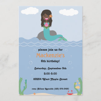 Invitation à la fête d'anniversaire de Mermaid - S