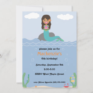Invitation à la fête d'anniversaire de Mermaid - T
