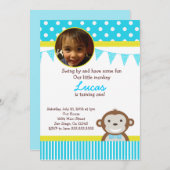 Invitation à la fête d'anniversaire de Mod Monkey (Devant / Derrière)