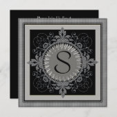 Invitation à la fête d'anniversaire de monogramme (Devant / Derrière)