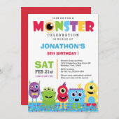 Invitation à la fête d'anniversaire de Monster (Devant / Derrière)