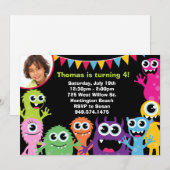 Invitation à la fête d'anniversaire de Monster (Devant / Derrière)