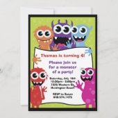 Invitation à la fête d'anniversaire de Monster (Devant)