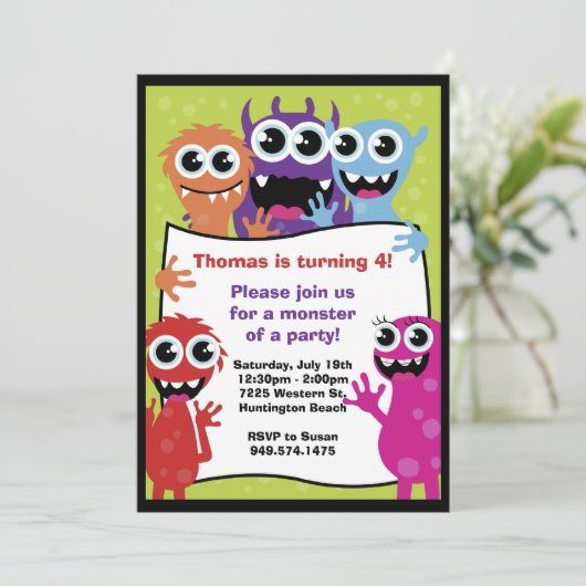 Invitation à la fête d'anniversaire de Monster (Debout devant)