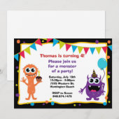 Invitation à la fête d'anniversaire de Monster (Devant / Derrière)
