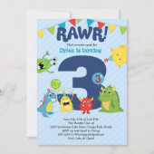 Invitation à la fête d'anniversaire de Monster (Devant)