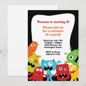 Invitation à la fête d'anniversaire de Monster (Devant / Derrière)