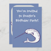 Invitation à la fête d'anniversaire de Narwhal (Devant / Derrière)