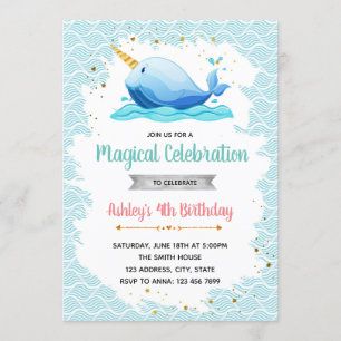 Invitation à la fête d'anniversaire de Narwhal