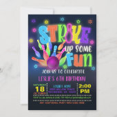 Invitation à la fête d'anniversaire de Neon Bowlin (Devant)