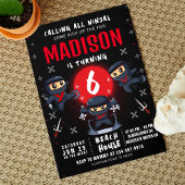 Invitation à la fête d'anniversaire de Ninja noir