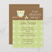 Invitation à la fête d'anniversaire de Owl (Devant / Derrière)