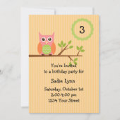 Invitation à la fête d'anniversaire de Owl (#INV00 (Devant)