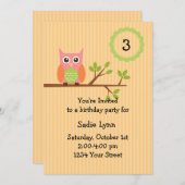Invitation à la fête d'anniversaire de Owl (#INV00 (Devant / Derrière)