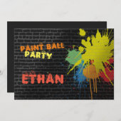 Invitation à la fête d'anniversaire de Paintball (Devant / Derrière)