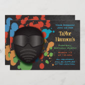 Invitation à la fête d'anniversaire de Paintball c (Devant / Derrière)