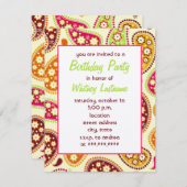 Invitation à la fête d'anniversaire de Paisley Mul (Devant / Derrière)