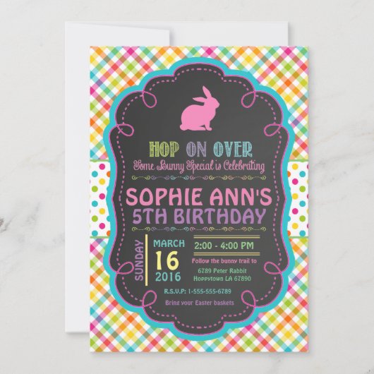 Invitation à la fête d'anniversaire de Pâques (Devant)