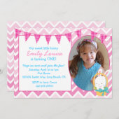 Invitation à la fête d'anniversaire de Pâques Bunn (Devant / Derrière)