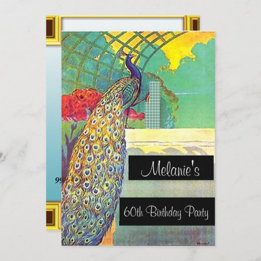 Invitation à la fête d'anniversaire de Peacock (Devant / Derrière)