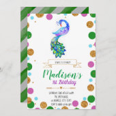 Invitation à la fête d'anniversaire de Peacock (Devant / Derrière)