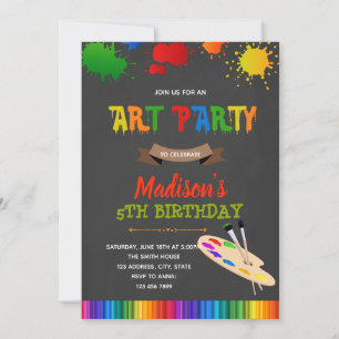 Invitation à la fête d'anniversaire de peinture ar