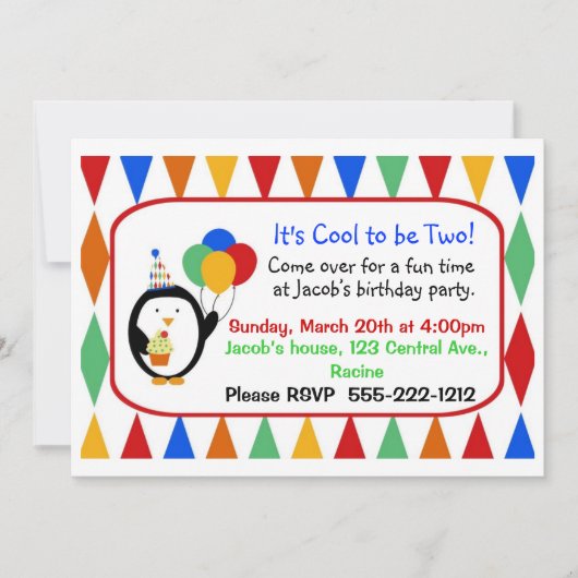 Invitation à la fête d'anniversaire de Penguin (Devant)