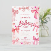 Invitation à la fête d'anniversaire de Pink Bow (Debout devant)