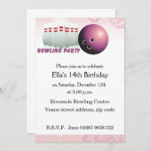 Invitation à la fête d'anniversaire de Pink Bowlin (Devant / Derrière)