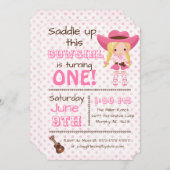 Invitation à la fête d'anniversaire de Pink Cowgir (Devant / Derrière)