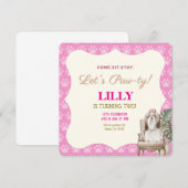 Invitation à la fête d'anniversaire de Pink Paw Do (Devant / Derrière)