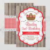 Invitation à la fête d'anniversaire de pique-nique (Devant / Derrière)