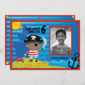 Invitation à la fête d'anniversaire de Pirate Boy, (Devant / Derrière)