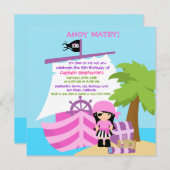 Invitation à la fête d'anniversaire de Pirate Ship (Devant / Derrière)