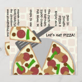 Invitation à la fête d'anniversaire de Pizza (Devant / Derrière)