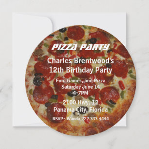 Invitation à la fête d'anniversaire de Pizza