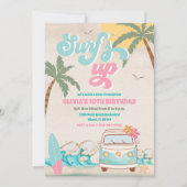 Invitation à la fête d'anniversaire de plage Surfs (Devant)