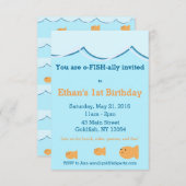 Invitation à la fête d'anniversaire de poisson rou (Devant / Derrière)