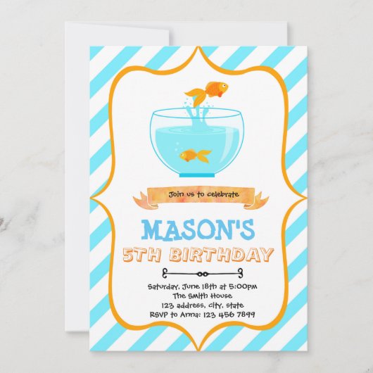 Invitation à la fête d'anniversaire de poisson rou (Devant)