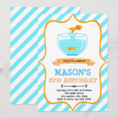 Invitation à la fête d'anniversaire de poisson rou (Devant / Derrière)