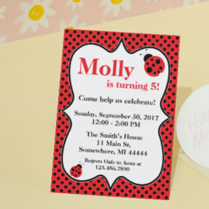 Invitation à la fête d'anniversaire de Polkadot La