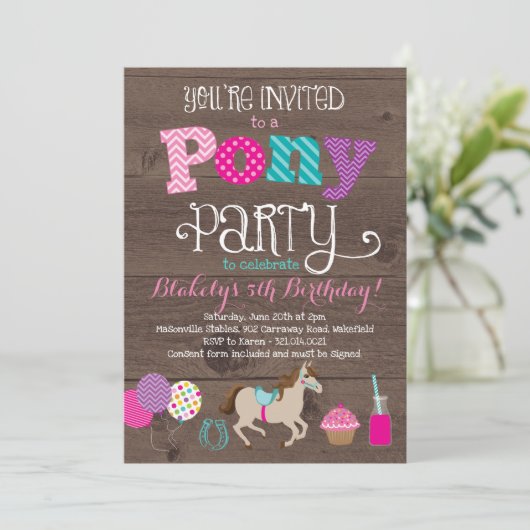 Invitation à la fête d'anniversaire de Pony (Debout devant)