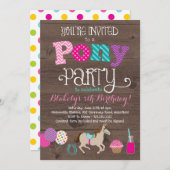 Invitation à la fête d'anniversaire de Pony (Devant / Derrière)