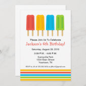 Invitation à la fête d'anniversaire de Popsicle (Devant / Derrière)