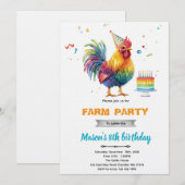 Invitation à la fête d'anniversaire de poulet (Devant / Derrière)