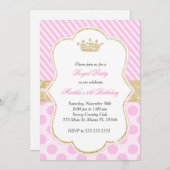 Invitation à la fête d'anniversaire de Princess (Devant / Derrière)