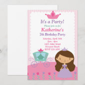 Invitation à la fête d'anniversaire de Princess (Devant / Derrière)