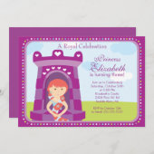 Invitation à la fête d'anniversaire de Princess (Devant / Derrière)