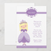 Invitation à la fête d'anniversaire de Princess (Devant / Derrière)